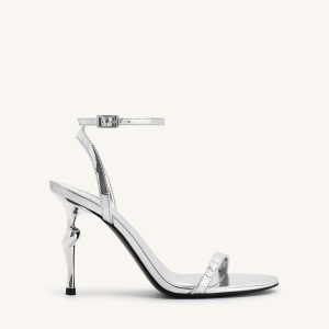 Alivia Gold Metal Heel Sandals - Silver