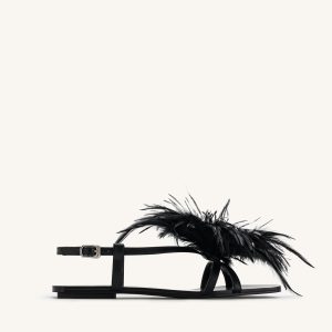 Fluffy Flats Sandals - Black