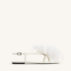 Fluffy Flats Sandals - White
