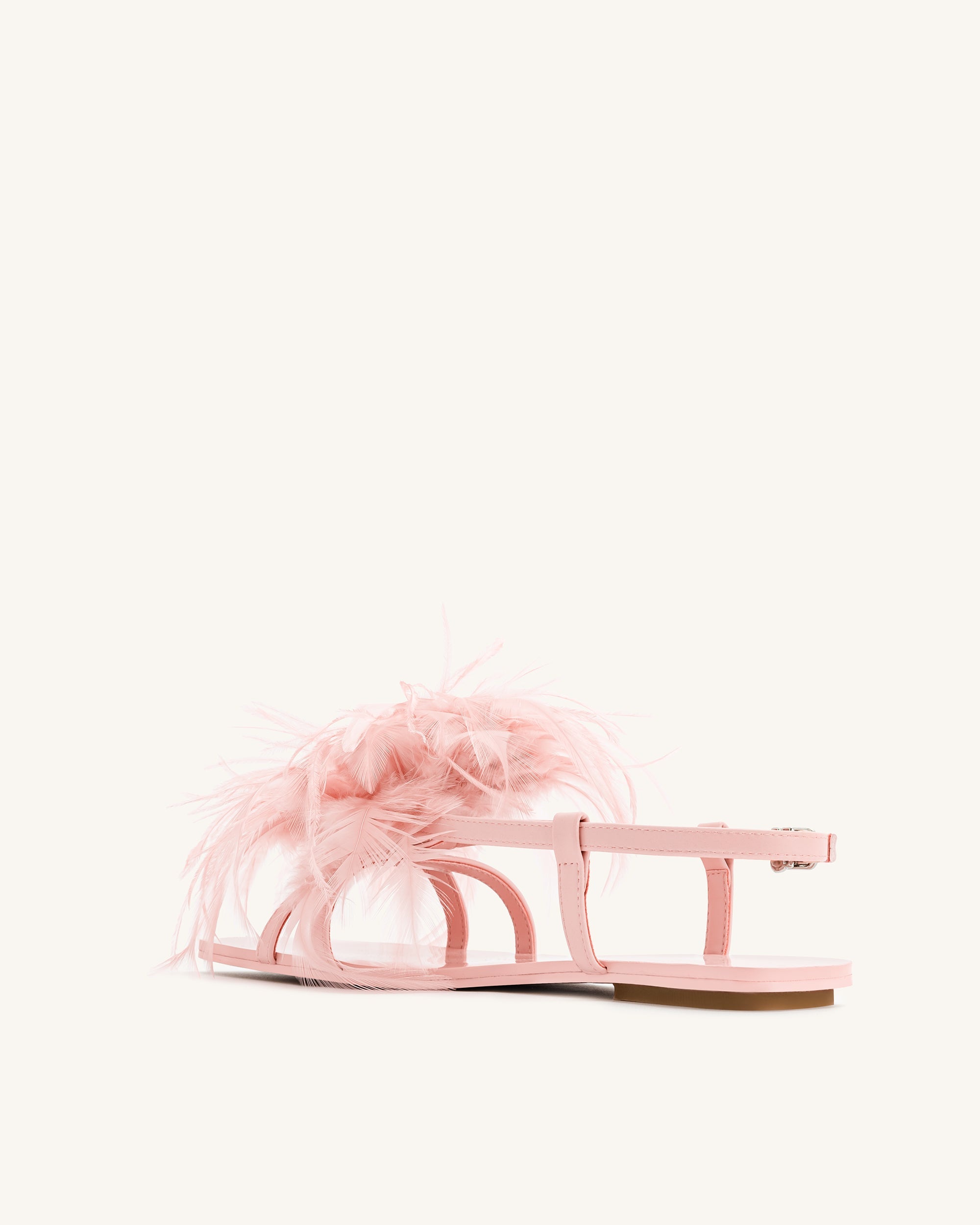 Fluffy Flats Sandals - Pink Beige - Image 5
