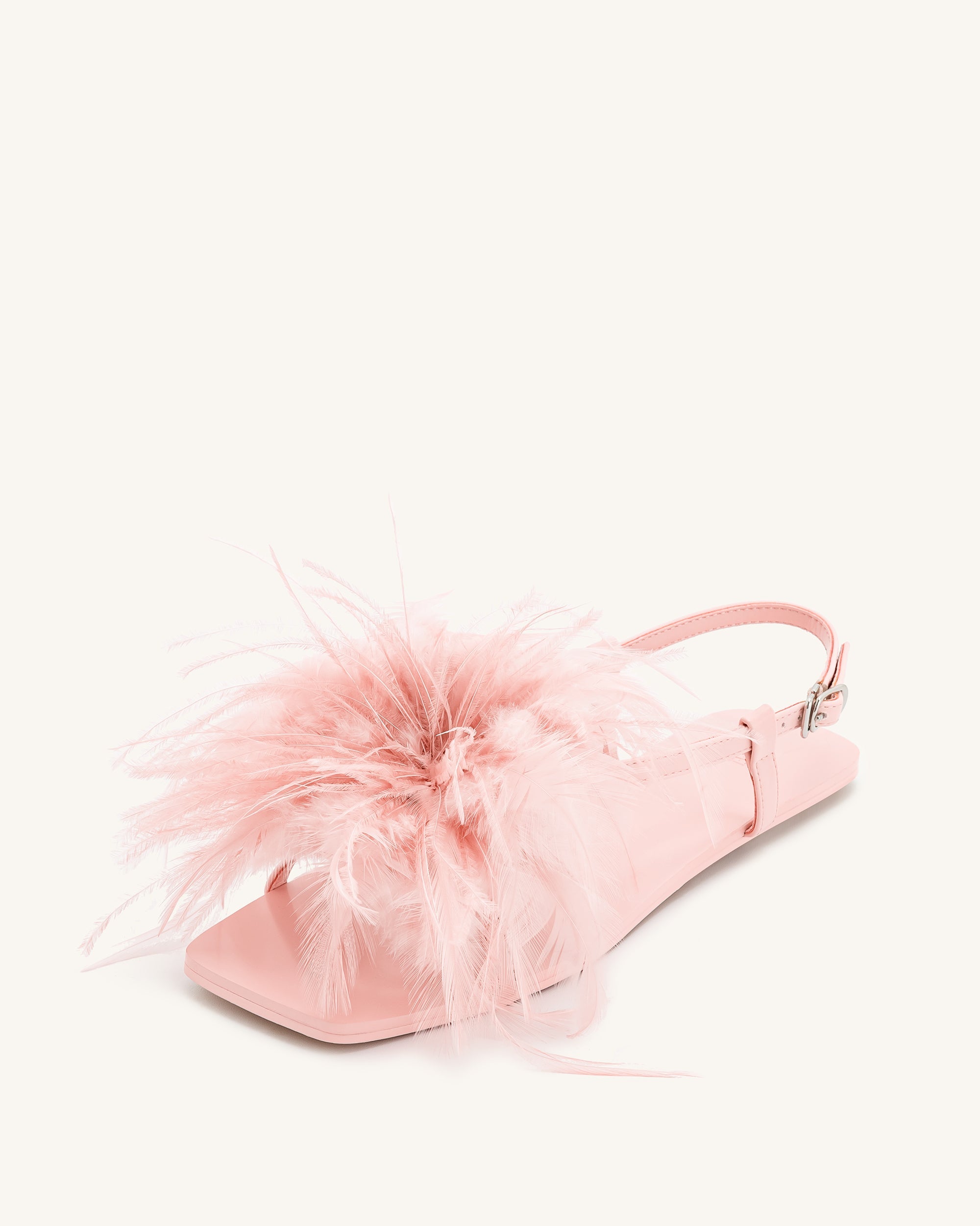 Fluffy Flats Sandals - Pink Beige - Image 4