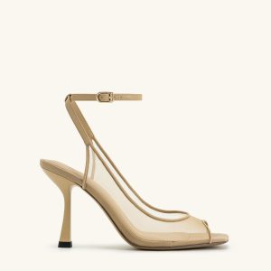 Serenity Open Toe Mesh Slingback Sandals - Khaki