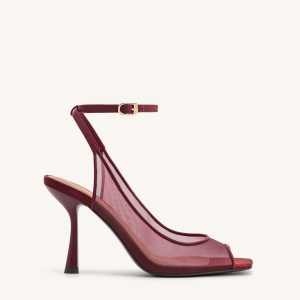 Serenity Open Toe Mesh Slingback Sandals - Burgundy