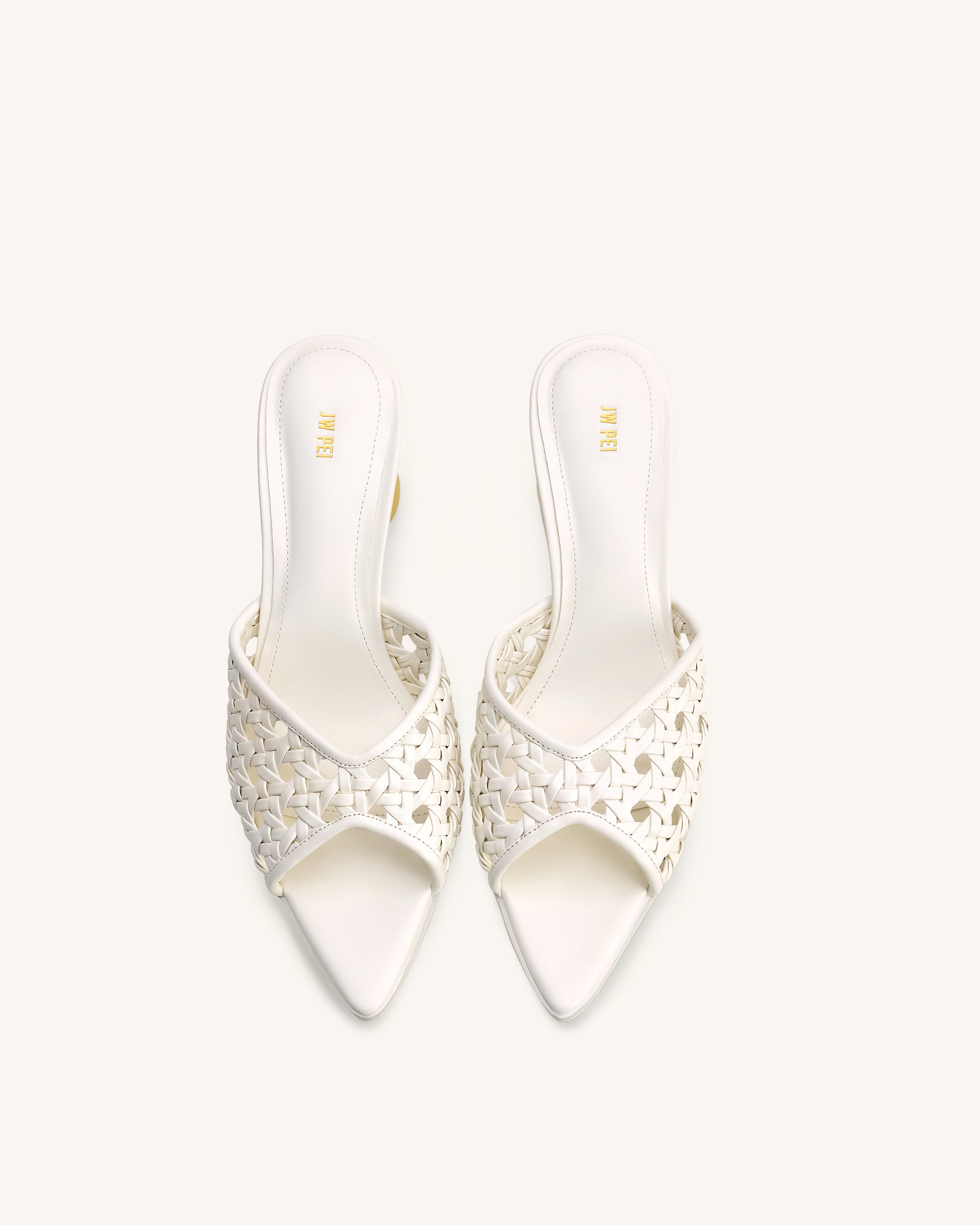 Ellie Woven Sphere Heel Mules - White - Image 3