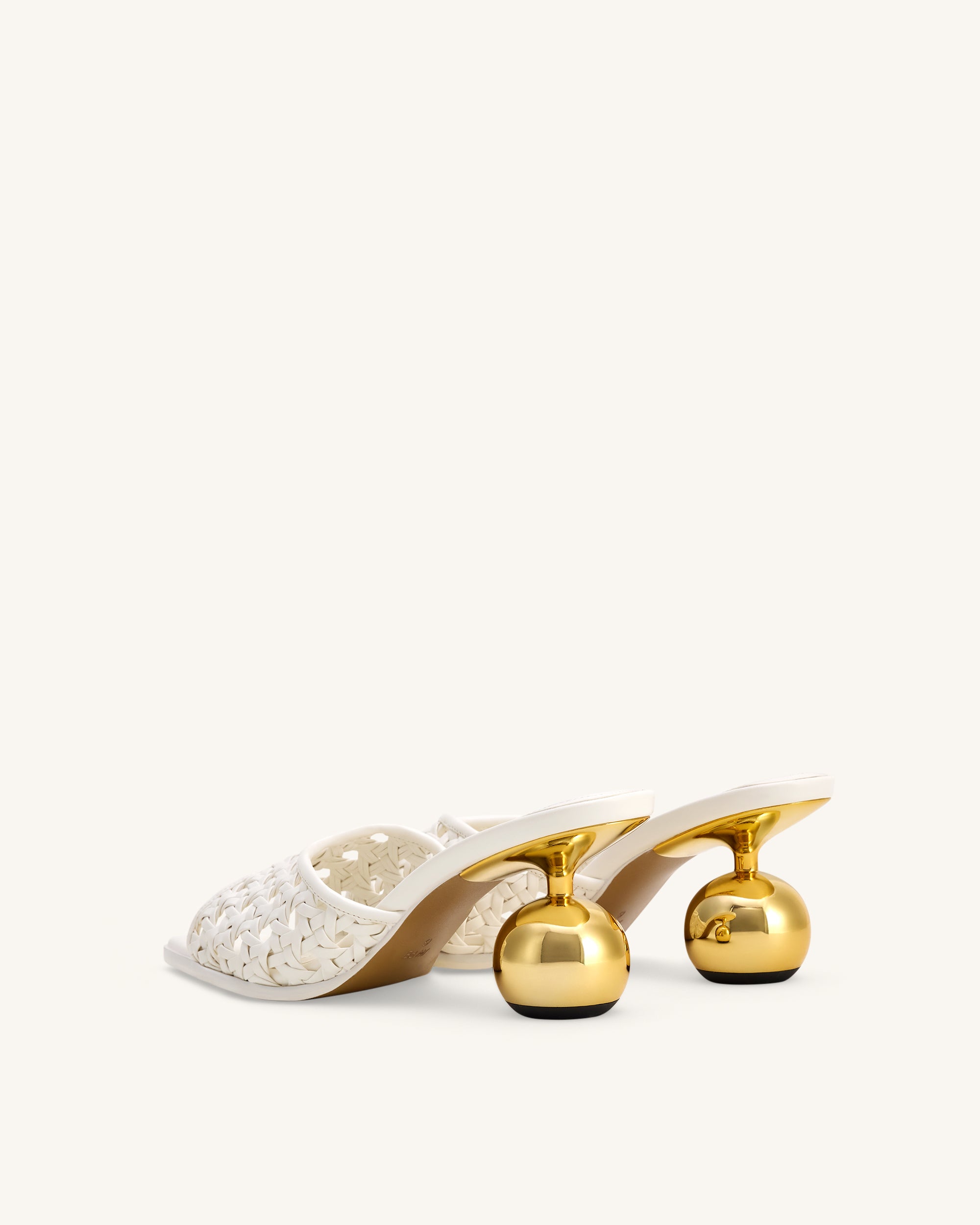 Ellie Woven Sphere Heel Mules - White - Image 4