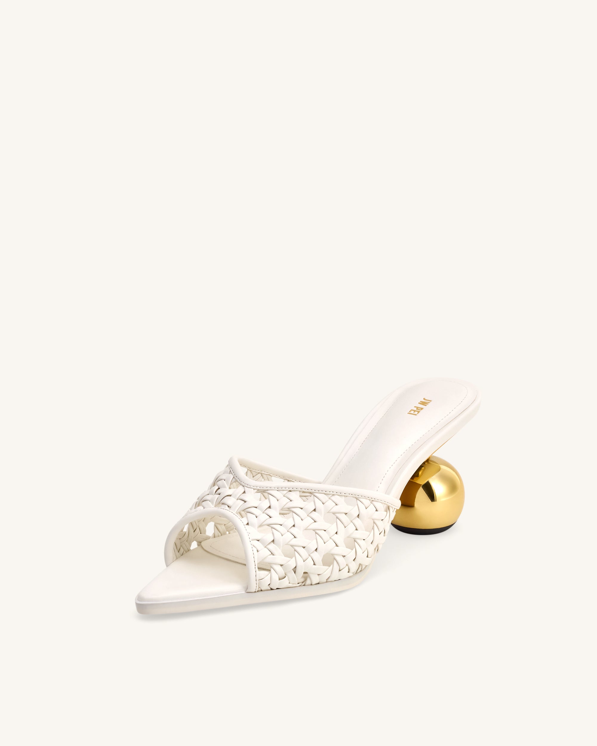 Ellie Woven Sphere Heel Mules - White - Image 6
