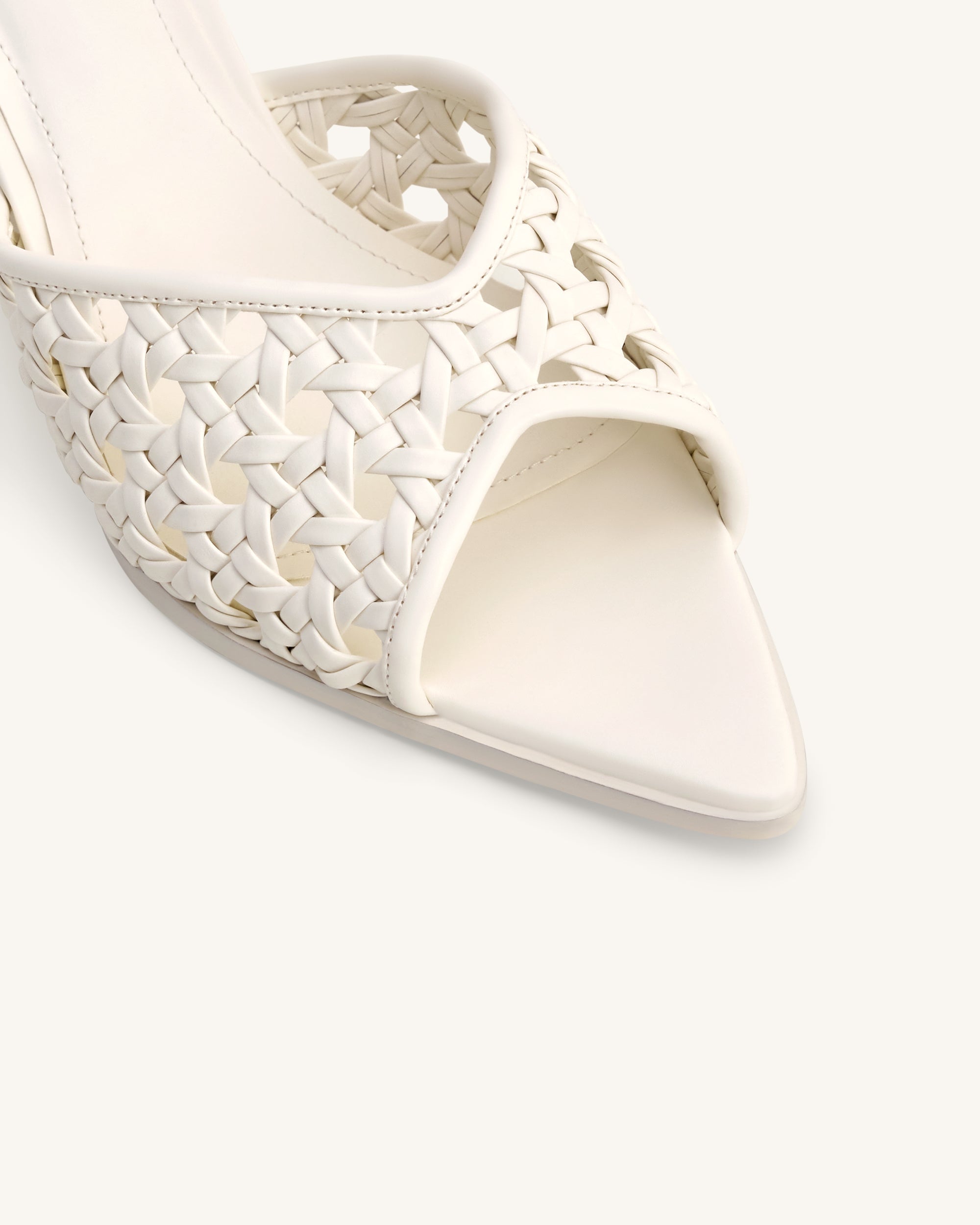 Ellie Woven Sphere Heel Mules - White - Image 5