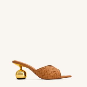 Ellie Braided Sphere Heel Mules - Khaki