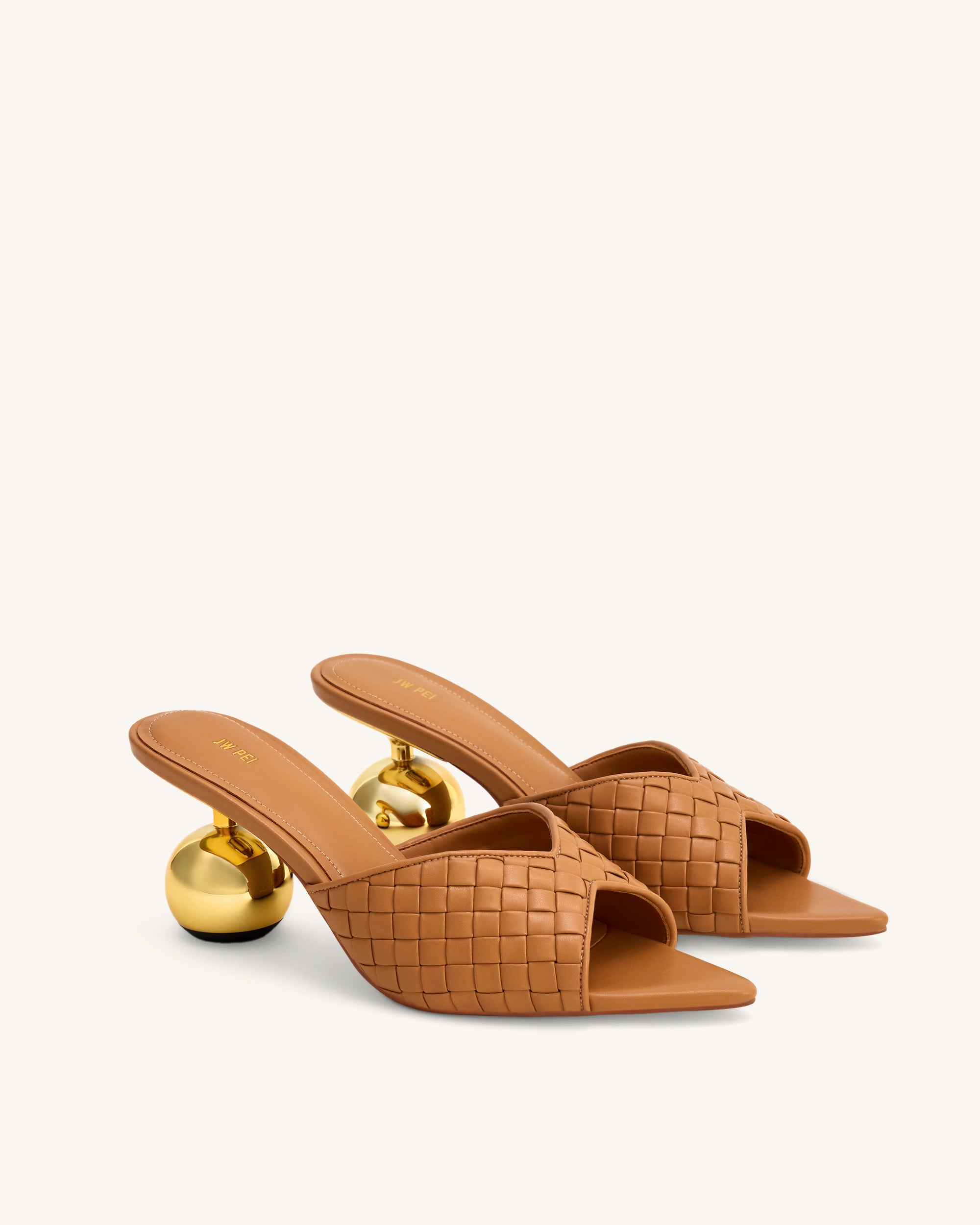 Ellie Braided Sphere Heel Mules - Khaki - Image 2
