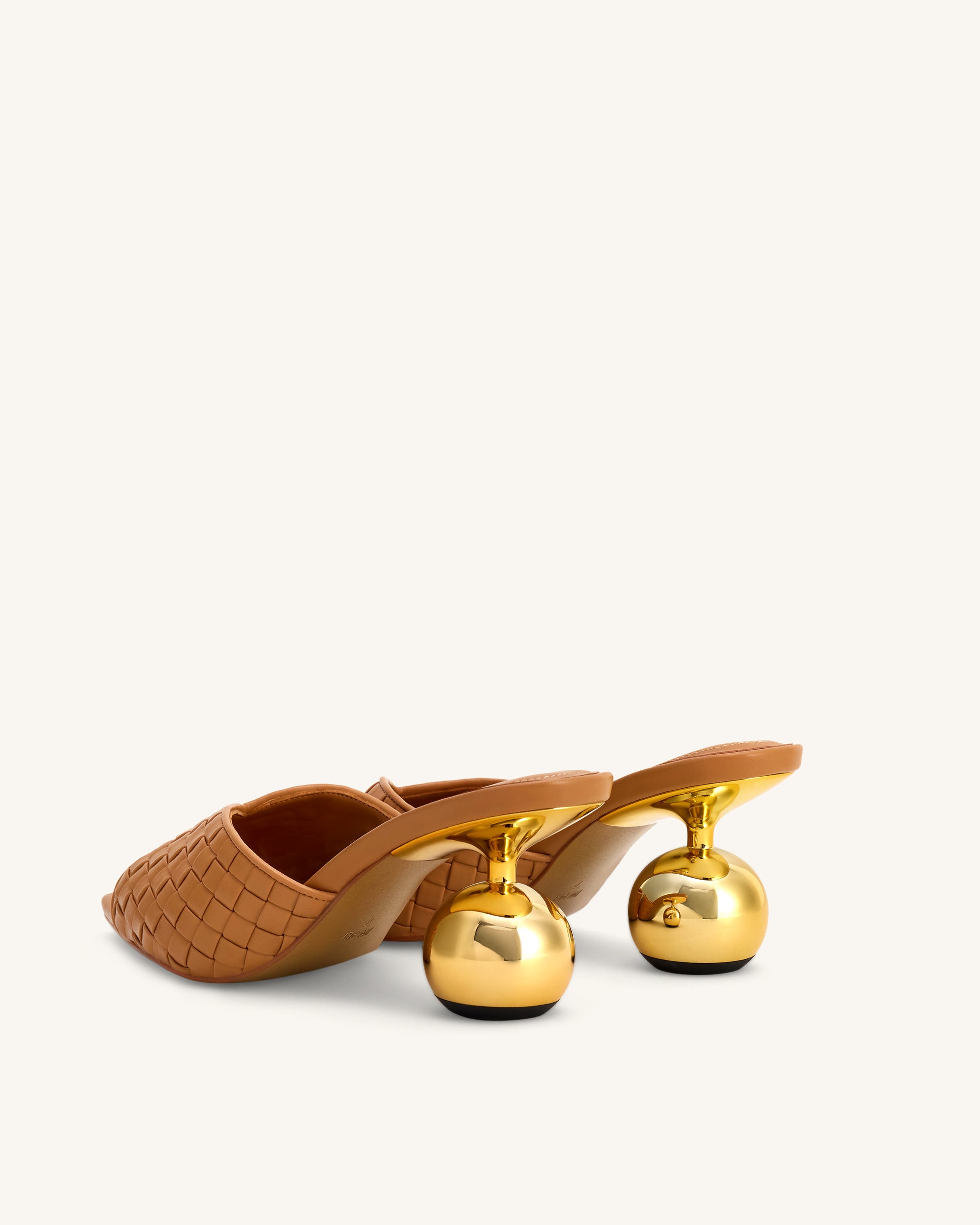 Ellie Braided Sphere Heel Mules - Khaki - Image 4