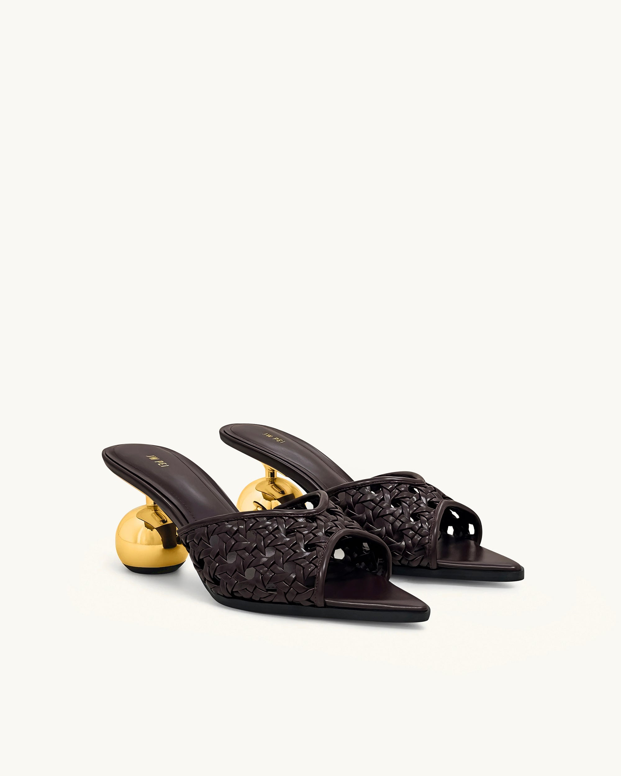 Ellie Woven Sphere Heel Mules - Deep Burgundy - Image 2