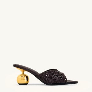 Ellie Woven Sphere Heel Mules - Deep Burgundy