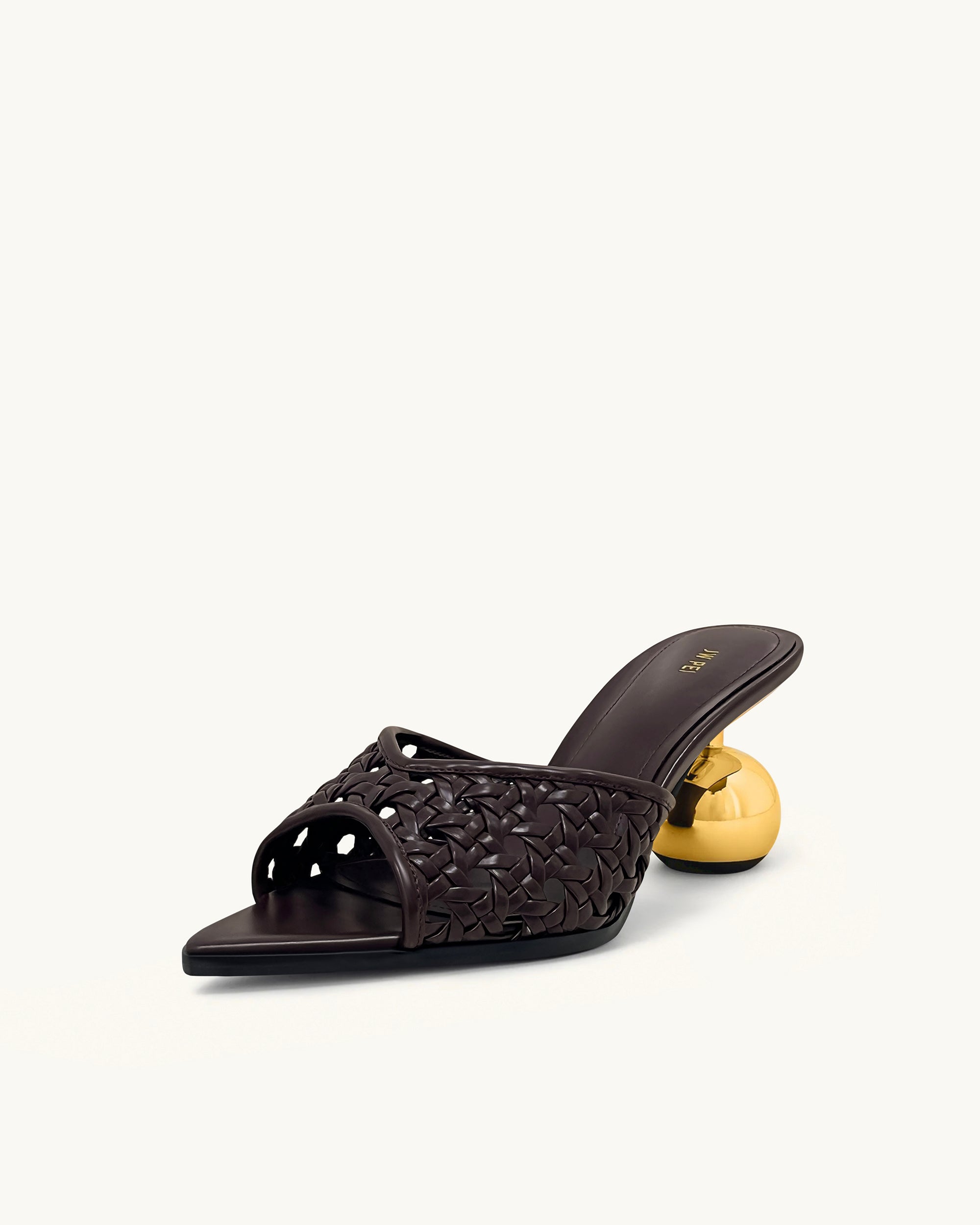 Ellie Woven Sphere Heel Mules - Deep Burgundy - Image 3