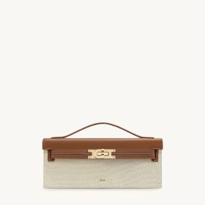 Bria Structured Top Handle Bag - Brown Canvas