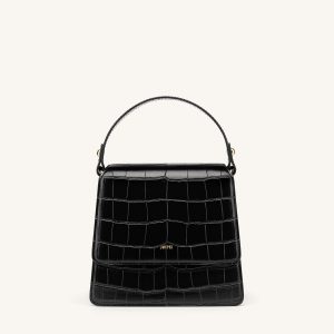 The Fae Top Handle Bag - Black Croc