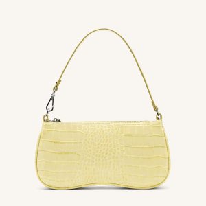 Eva Shoulder Handbag - Light Yellow Croc