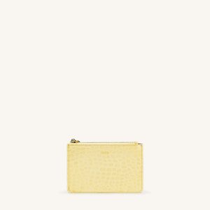 Quinn Zipped Card Holder - Light Yellow Croc