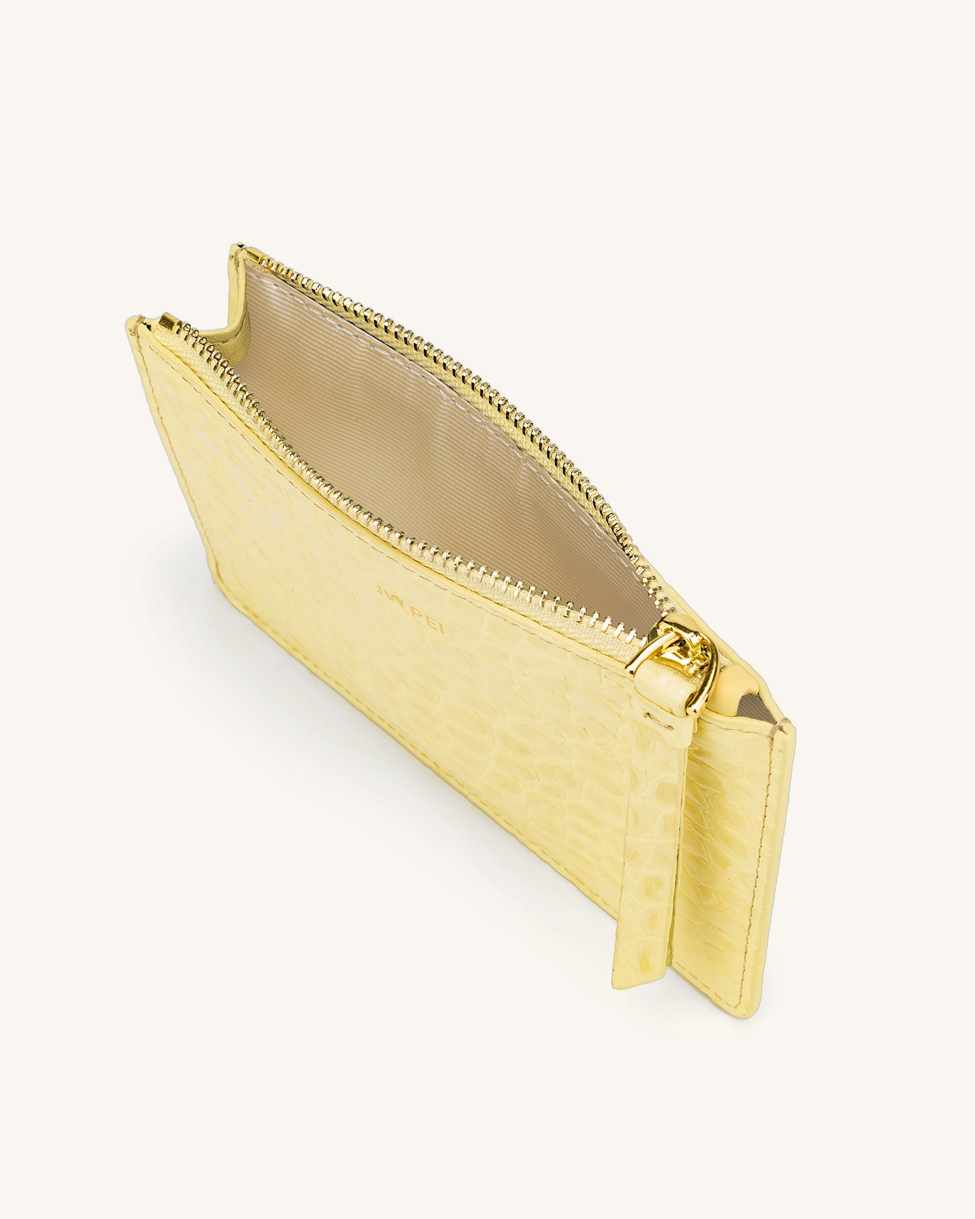 Quinn Zipped Card Holder - Light Yellow Croc - Image 2