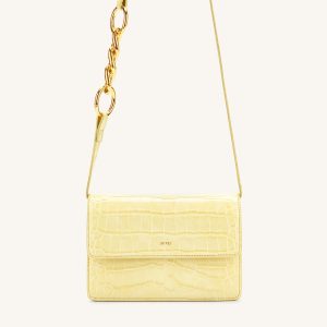 Julia Chain Crossbody Bag - Light Yellow Croc