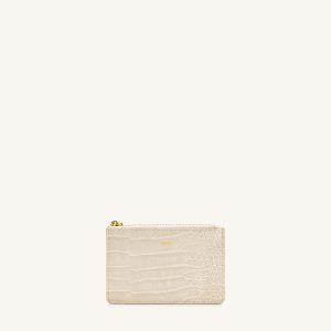 Quinn Zipped Card Holder - Ivory Croc