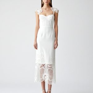Orchid Embroidered Corset Dress - White