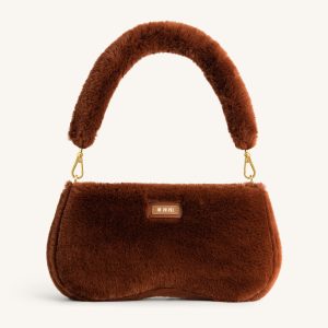 Eva Faux Fur Fabric Shoulder Bag - Caramel