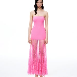Evadne Floral Lace Dress - Pink