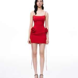 Bellamy 3D Floral Mini Dress - Red