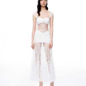Fiorentina 3D Floral Lace Dress - White