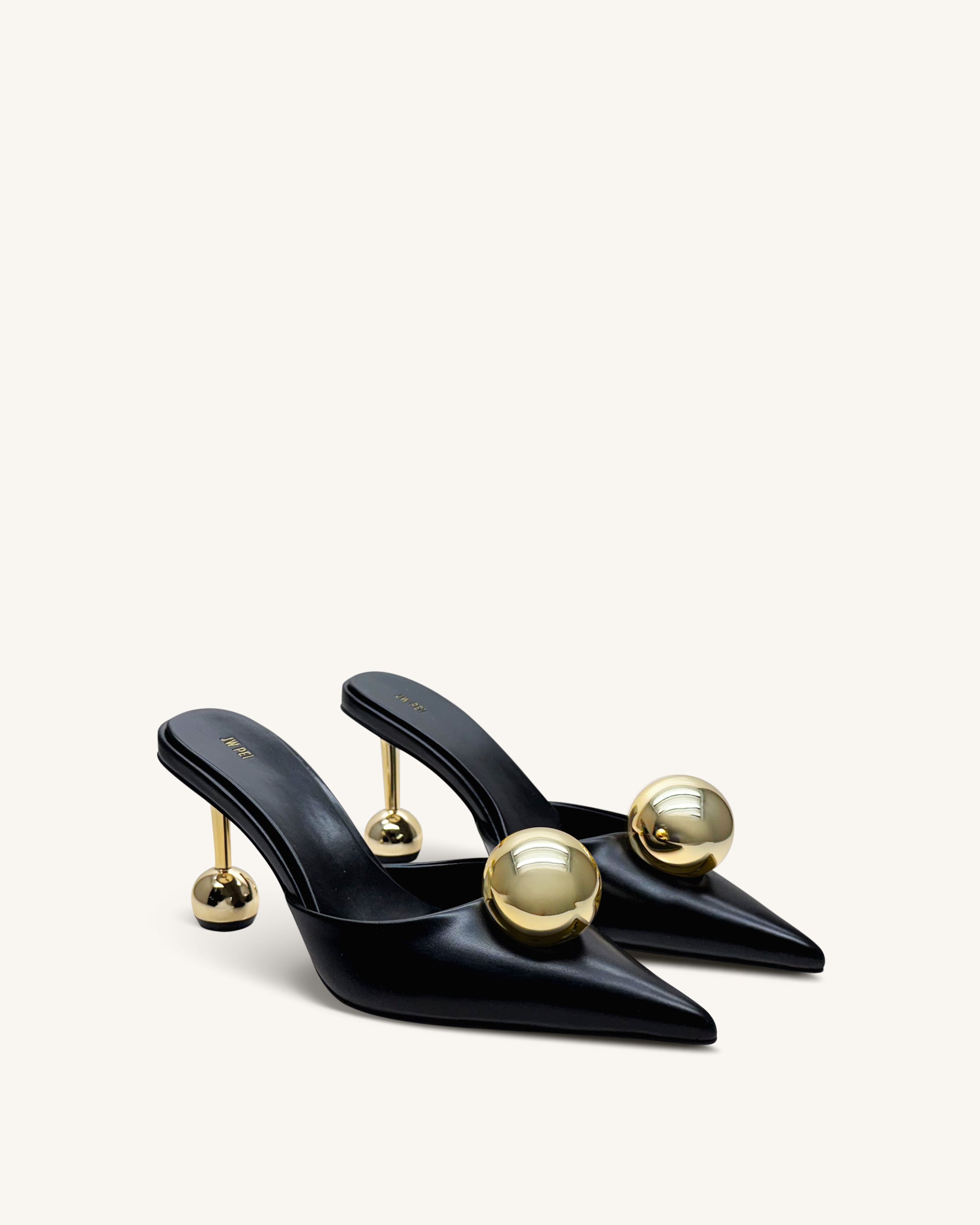 Sofia Sphere Heel Mules - Black - Image 2