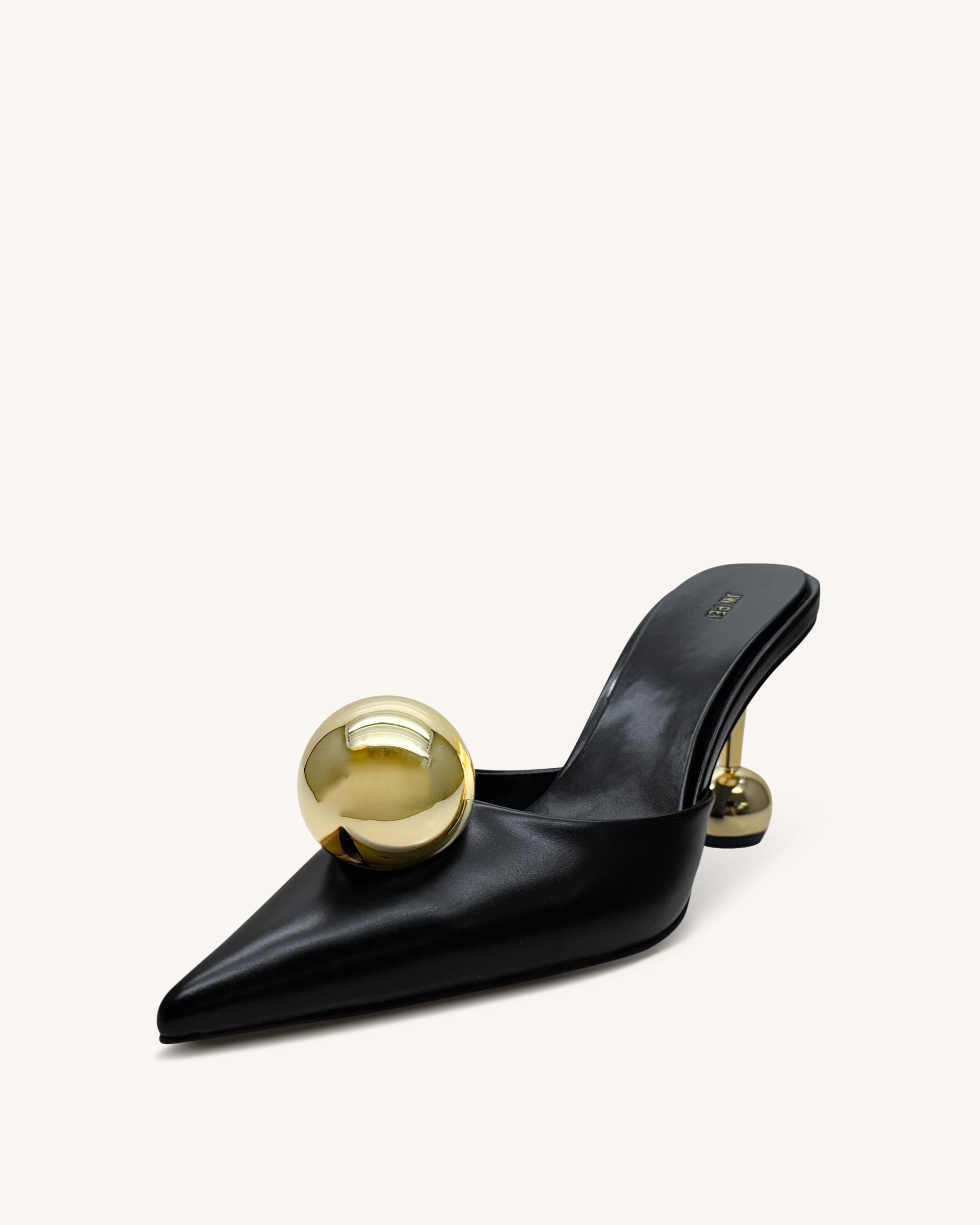 Sofia Sphere Heel Mules - Black - Image 3