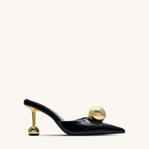 Sofia Sphere Heel Mules - Black