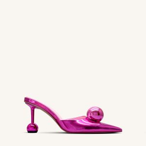 Sofia Sphere Heel Mules - Rose Red
