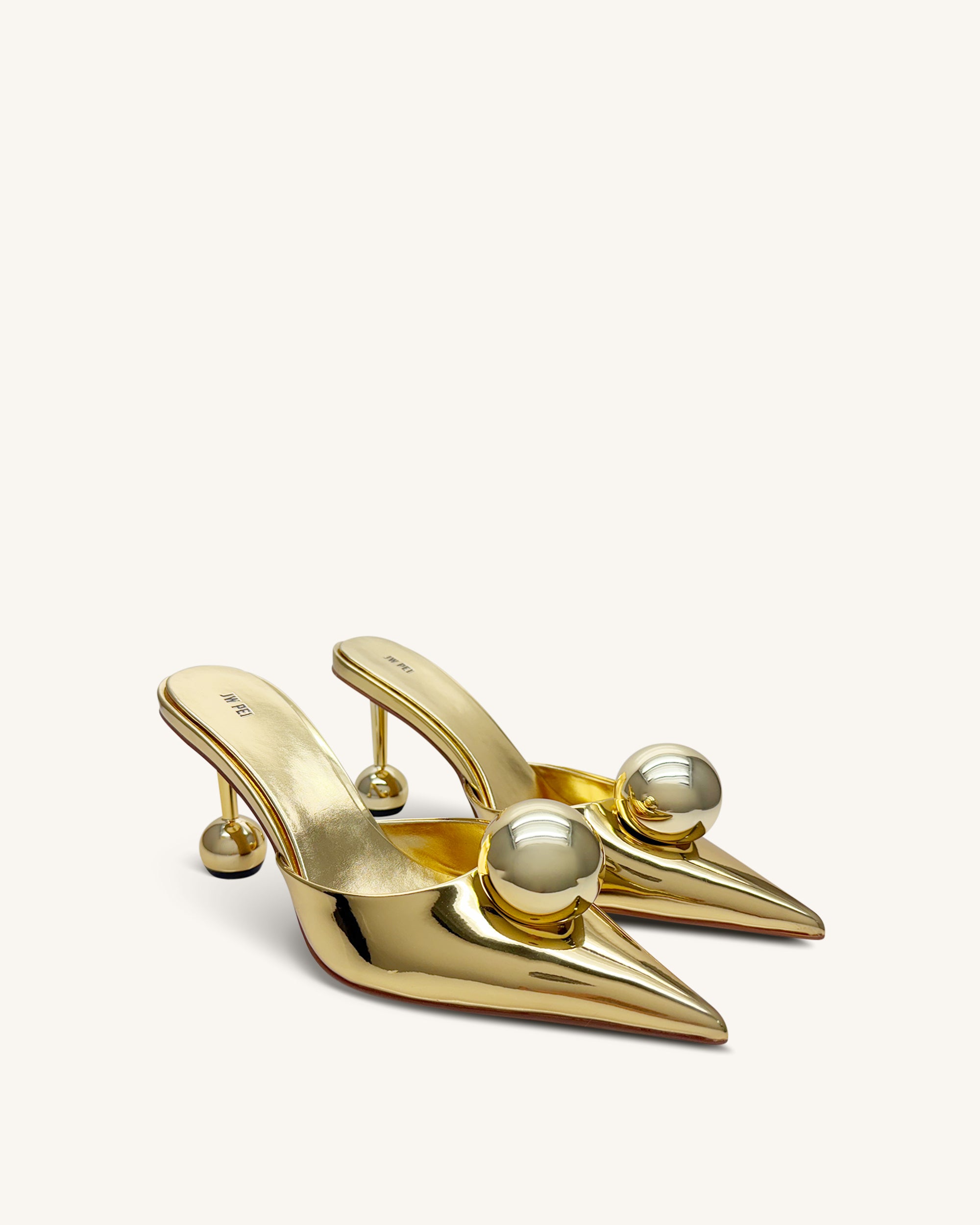 Sofia Sphere Heel Mules - Gold - Image 2