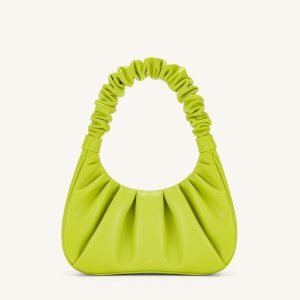 Gabbi Ruched Hobo Handbag - Cyber Lime