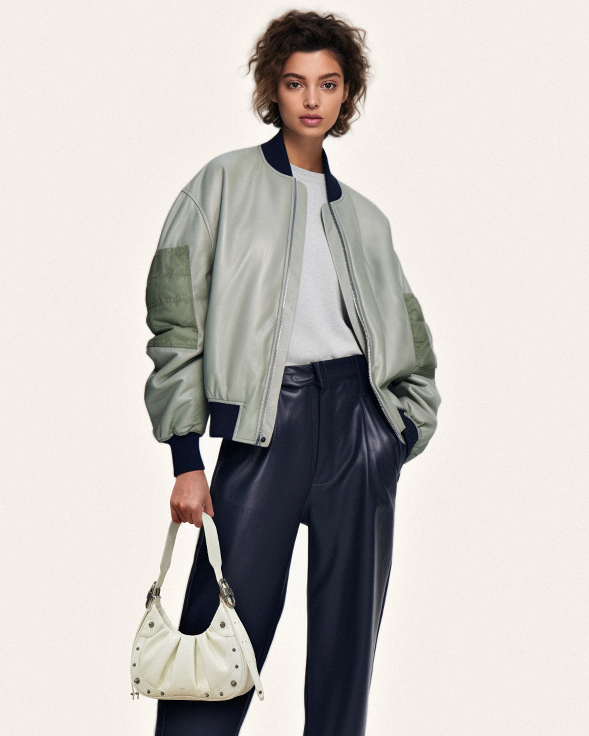 Gabbi Crushed Ruched Hobo Handbag - White - Image 2