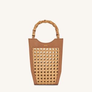 FEI Faux Bamboo Woven Phone Bag - Brown