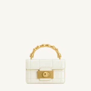 Kaia Bamboo Metal Handle Handbag - White