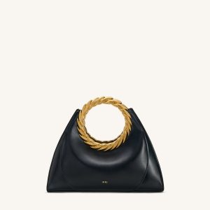 Amiya Leaf Handle Sculpture Bag - Black
