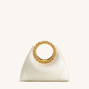 Amiya Leaf Handle Sculpture Bag - White