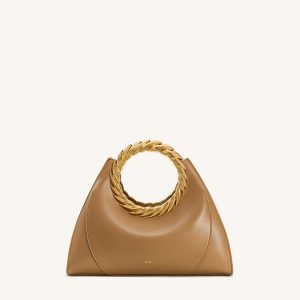 Amiya Leaf Handle Sculpture Bag - Brown