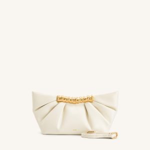 Leia Pleated Clutch - White