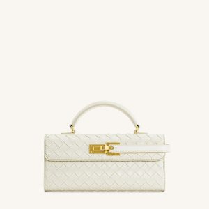 Keyla Weave Texture Top Handle Bag - White
