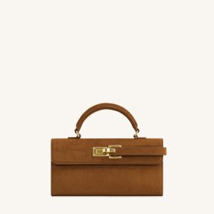 Keyla Faux Suede Top Handle Bag - Brown