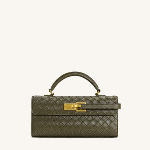 Keyla Weave Texture Top Handle Bag - Olive Green