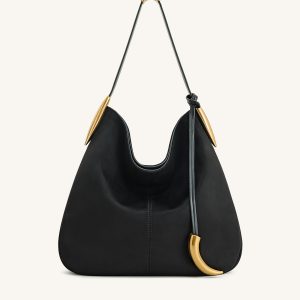 Nina Metal Charm Hobo Bag - Black