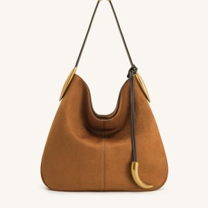 Nina Metal Charm Hobo Bag - Brown