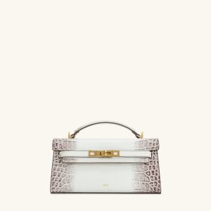 Noor Top Handle Bag - White Croc