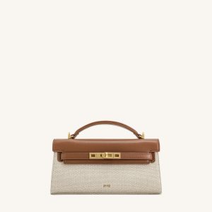 Noor Top Handle Bag - Brown Canvas
