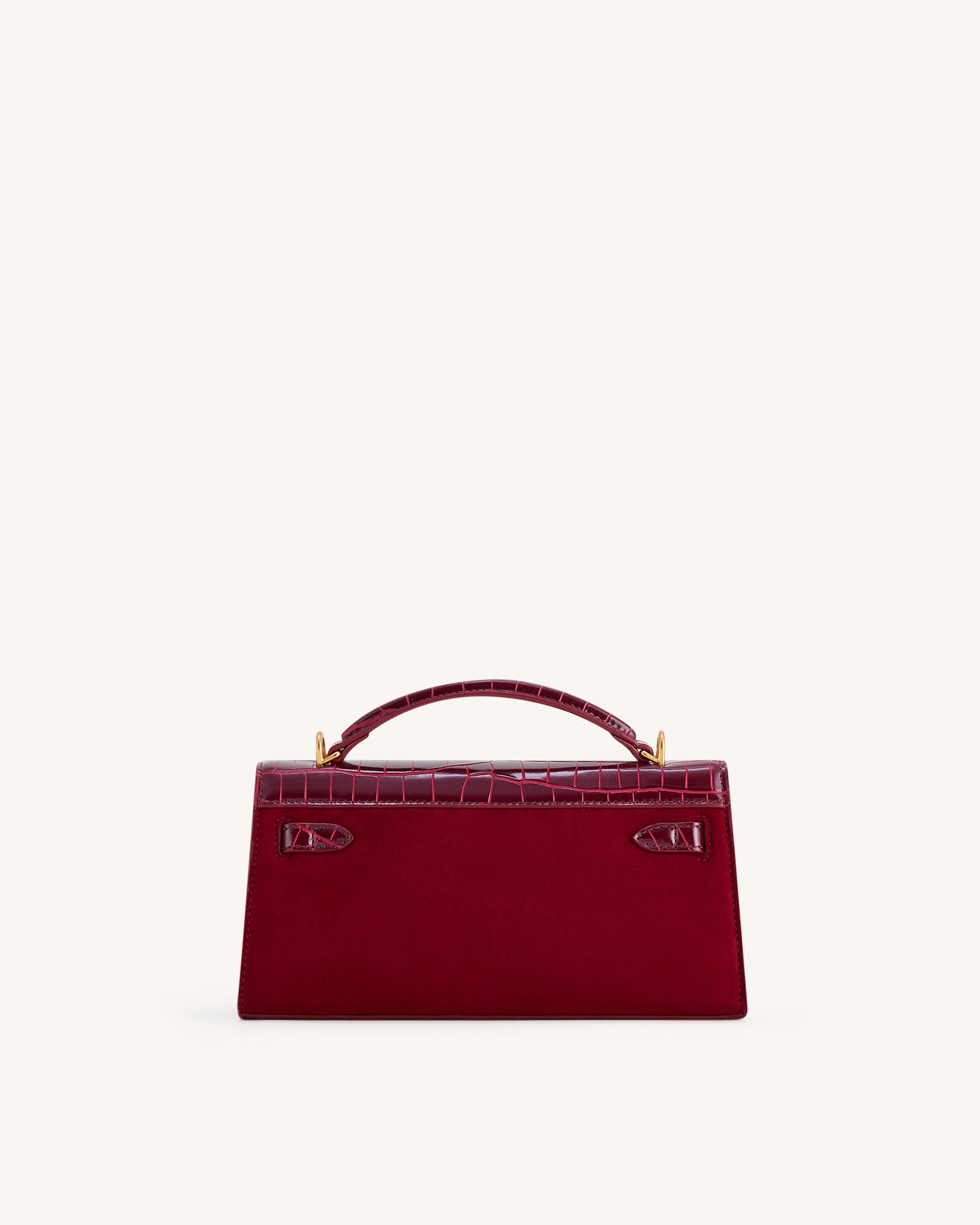Noor Faux Suede Top Handle Bag - Red - Image 3